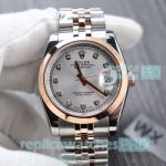 Best Buy Copy Rolex Datejust Grey Dial 2-Tone Rose Gold Men's Watch